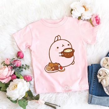 Copil de înaltă Calitate, Fete Tricou de culoare Roz Drăguț Bunny/Iepure Place Cafeaua Amuzant Tricouri de Vară 2021 Haine Copii Tineri Copii Topuri 