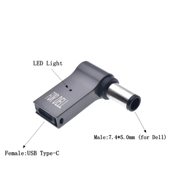 65W 90W Tip C de sex Feminin la 7.4x5.0mm Masculin PD Încărcător Conector USB de Tip C, Încărcare Rapidă Laptop Cablu Adaptor Convertor pentru HP DELL 