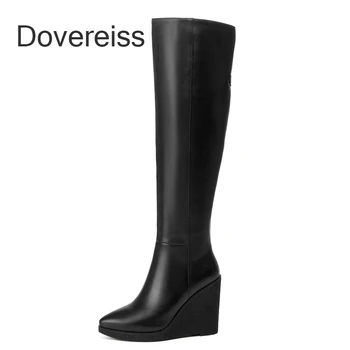 Dovereiss Moda pentru Femei Pantofi de Iarna Goth Platforma cu Fermoar din Piele Subliniat Toe Pene Cizme Genunchi Ridicat 40 41 
