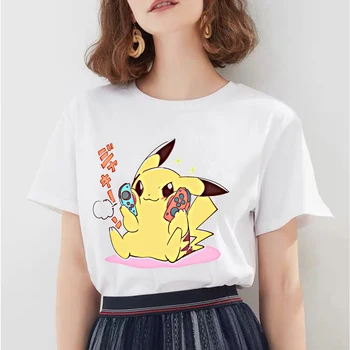 2021 Moda Vara Pokemon T-shirt Pikachu Bulbasaur Topuri Desene animate Anime Kawaii Pictura de Imprimare Femei Haine Casual Tricou 