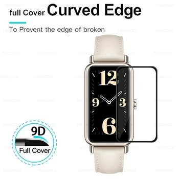 3PCS 9D Curbe Moi din Fibre de Sticlă Pentru Huawei Watch Fit Mini Smartwatch 9H Explozie-dovada Ecran Protector de Film de Acoperire Accesorii 