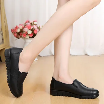 GKTINOO Toamna Pantofi pentru Femei de Moda Casual Femei din Piele Pantofi Plat Doamnelor Alunecare Pe Confortabilă Negru pantofi de Lucru Apartamente