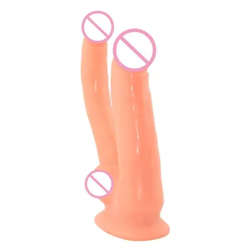 Erotic Vibratoare Duble Penis artificial Dubla Penetrare Penis Realist ventuza Penis Vibrator Adult Jucarii Sexuale pentru Femei Produse pentru Sex