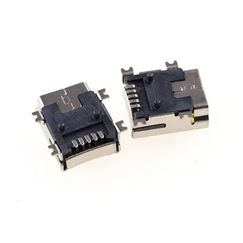 10buc Feminin Conector Mini USB 2.0 Tip B 5 Pin Recipient SMD Muntele Reflow Solderable Material Cu 2 Locatoare 