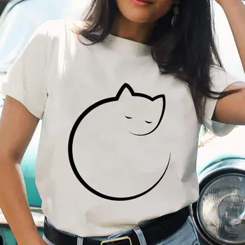 Femeile De Desene Animate Pisica Animal De Imprimare Kawaii Top T Cămașă Femei Obișnuite De Imprimare De Sex Feminin Grafic De Moda Tee Short Sleeve T-Shirt 