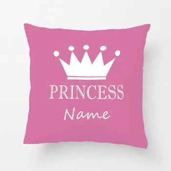 Arunca Perna Personalizate Copil Numele Tipărite Crown Princess Decorative Față De Pernă Cadou Pentru Masina Canapea Scaun 