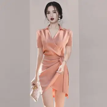 2021 Coreea de Vara Elegant Tricou Femei Rochie Casual Mini Party dintr-O bucata Rochie Office Lady Strada Mare Designer de Haine Vintage 