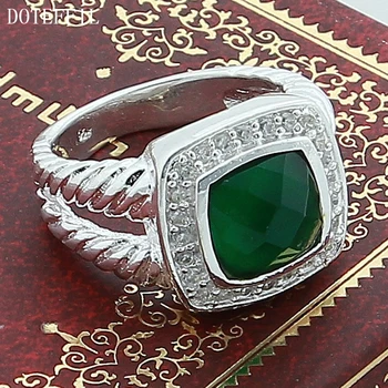 DOTEFFIL Argint 925 Cuart Verde AAA Zircon Inel Pentru Femei Nunta Petrecere de Logodnă Moda Bijuterii Farmec 