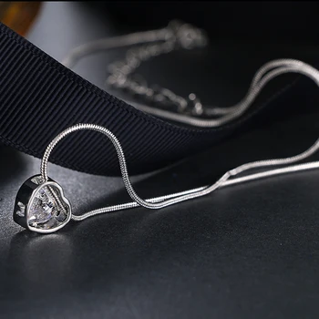 Simplu Inima de Cristal Pandantiv Colier pentru Femei AAA Zircon Nunta Cravată Colier Pentru cel Mai bun Prieten Guler bijoux AN135 