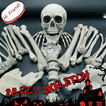 28 Buc Glumă de Halloween Casa Bantuita de Înmormântare Realiste Schelet, Oasele Craniului Capul Și Mâinile Cimitir Scena Cosplay DIY Înfricoșător Decor 