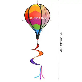 1buc Rainbow Stripe Moriști Balon cu Aer Cald Wind Spinner Clopoteii de Vant de Rotație Paiete Moară de vânt în aer liber, Grădină, Curte Decor 