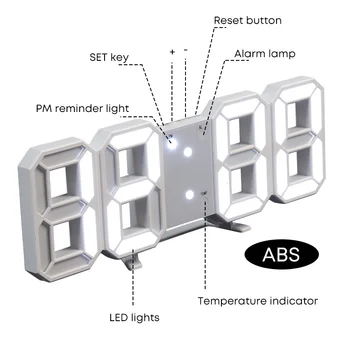 3D Digital Ceas de Perete Mare cu LED-uri de Masă, Ceas de birou Calendar de Temperatură Veioza Stand de Alarmă USB Ceas Electronic Acasă Decoruri