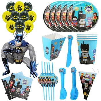 Super-erou Batman Consumabile Partid Set tacamuri de unica folosinta numarul de Film de Aluminiu Balon petrecere de ziua pentru Copii set de decorare 