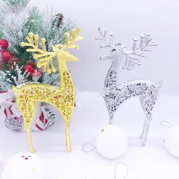 Crăciun Gol Elan De Aur Cerb De Argint Oranmentds Xmas Copac Pandantive Craciun Fericit Decor Pentru Acasă 2021 An Nou Fericit Navvidad
