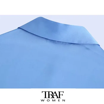 TRAF Za de Moda pentru Femei Vrac Montarea Soft Touch Bluze Vintage cu Maneci Lungi Buton-up Feminin Tricouri Blusas Topuri Chic 
