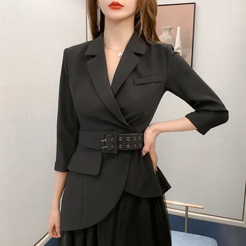 New sosire de moda negru de femei Set tubulare fara spate subțire sacou și ochiurilor fusta a-line de înaltă calitate elegant formale pentru femei seturi