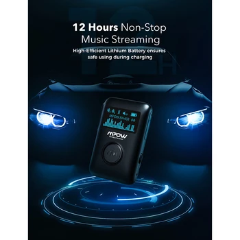 Mpow BH408A Adaptor Bluetooth Stereo Wireless Receptor cu Ecran de 12 ore de Redare de Muzică de Streaming Accesorii Auto 