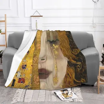 Gustav Klimt Tricotate Pătură Flanel Freya Lacrimile Super Cald Arunca Pături pentru Dormitor, Canapea Dormitor Quilt 