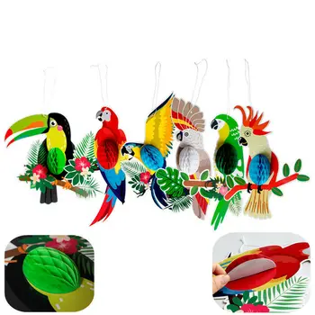 6pcs/set Colorat Păsări Tropicale Agățat Papagal Hârtie Fagure de miere Petrecere Hawaiian Decor DIY Animal Ambarcațiuni YYY1387 