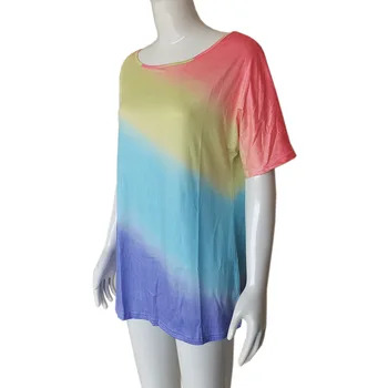 2022women Îmbrăcăminte de Vară Curcubeu Gradient de Imprimare Pulover Casual Top Runda Gât Maneci Scurte Harajuku Liber Sport T-shirt 
