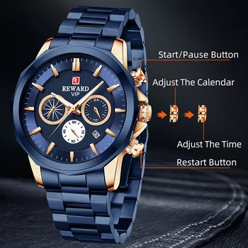 Nouă Recompensă Bărbați Ceas de mână de Brand de Top Afaceri Cronograf Sport Încheietura Ceas pentru Bărbați Ceas Data Ceas de Ceas Relogio Masculino 