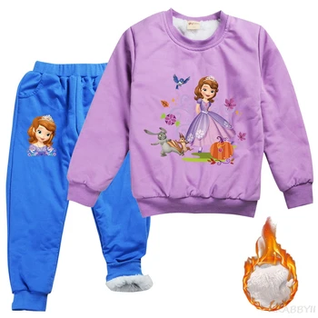 Disney Princess Sofia Set Costum de Iarna Casual Fetita Costum Set Set pentru Copii cu Maneca Lunga T-Shirt Top + Pantaloni Set 