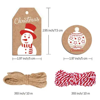 100 Buc Crăciun Retro Hârtie Kraft Tag Fulg de zăpadă Pom de Crăciun Moș Crăciun Cadou Bell Categorie de Hârtie DIY Binecuvântare Carduri 