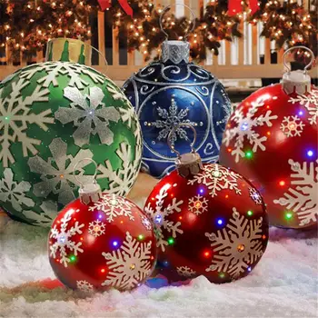 60cm Ornament de Crăciun Mingea în aer liber PVC Balon Gonflabil Jucării Pentru Acasă Cadou de Crăciun Pom de crăciun Moș Crăciun Decoratiuni 