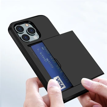 Afaceri de Caz Pentru iPhone 13 Pro Max Mini XR X Funda Slide Armura Sloturi pentru Carduri de Acoperire Pentru iPhone SE 2020 12 11 13 Pro XS Max Coque 