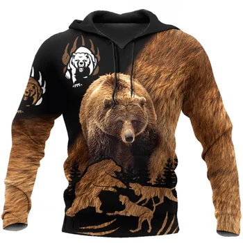 Ursul de vânătoare camuflaj Imprimare 3D Hoodies pentru bărbați / femei de Moda Harajuku Hanorac Toamna Casual hoodie LL18 