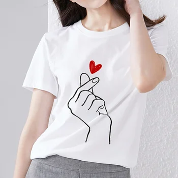 Femei Primavara/Vara Moda T-shirt de Dragoste Drăguț Model de Top T-shirt Doamnelor Plus Dimensiune Casual Slim Ușor de curățat, O-neck Cămașă 