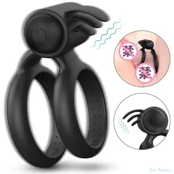 Vibrații Inel Penis Ejaculare Întârziată Funcția Inel Stimulator Clitoris Inel Dublu Design Masculin Penisului Produse Produse Pentru Adulți 