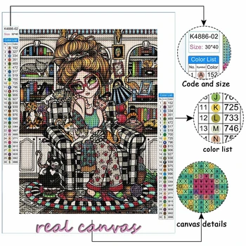 5D DIY Diamant Pictura Ochii Mari Fată Drăguță Și Pisoi goblen Kit de Broderie Plină Burghiu Manual de Artă Mozaic Decor Acasă Cadou 