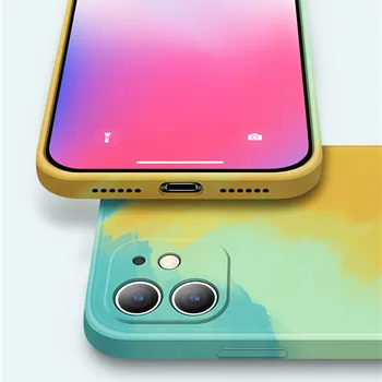 Pentru Apple iPhone 12 11 Pro Max X XR XS Max Lichid de Silicon de Culoare Gradient de Soft Shell Telefon de Lux Caz 
