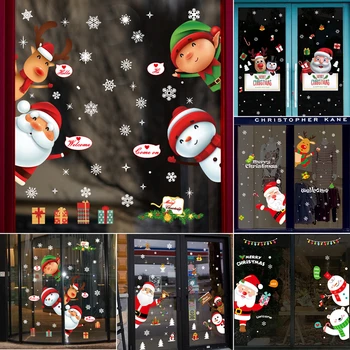 Moș Crăciun Autocolant Perete Ornamente de Crăciun, om de Zăpadă Decor de Perete Craciun Fericit Decor Pentru Acasă 2020 Navidad Natal Cadouri de anul Nou