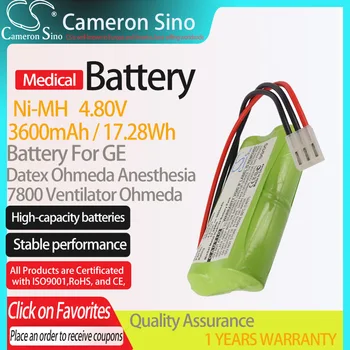 CameronSino Baterie pentru Datex Ohmeda GE Anestezie 7800 Ventilator se potriveste Ohmeda B10788 Medicale Înlocuire baterie 3600mAh 4.80 V 