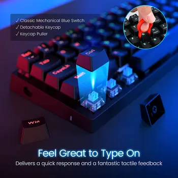 VicTsing PC356 Tastatură Mecanică de Gaming 60% cu Fir tastatură Ergonomică cu 18 Moduri RGB LED cu iluminare de fundal pentru Windows, Mac PC Gameri