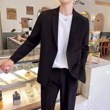 GODLIKEU Liber Casual Barbati Sacou Moda coreeană Costum Negru de Sus Maneca Lunga Cardigan Jacheta Haine 