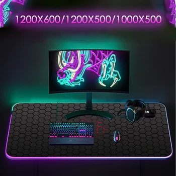 Mouse Pad cu Covor de Lumină Led Neon Rgb Mat Iubitori de Accesorii Extins Pad 1200x600 Gaming Pad 1000x500 cu iluminare din spate Mat 100x50 Xxl 