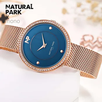 PARCUL NATURAL Brand a Crescut de Aur Cuarț Femei Ceasuri de Lux din Oțel Ceas Bratara Doamnelor Ceasuri de mână de sex Feminin Sport Relogio Reloj 
