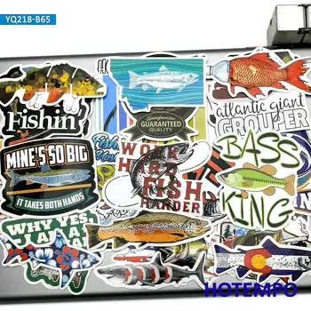 65pcs Pescar Pescuit de Moda Pește Artă în aer liber Autocolante pentru DIY Telefon Laptop Depozitare Skateboard Cutie Rezervor Găleată Autocolant Auto 