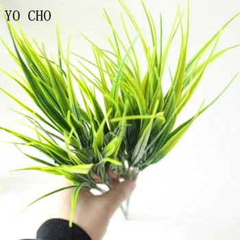 YO CHO Plante Artificiale 7-furca Verde Imitație de Plastic Iarbă Artificială Frunze de Grădină în aer liber, Decor Fals Trifoi Plante