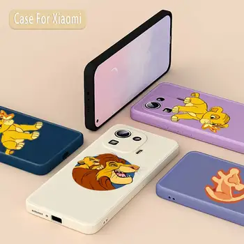 Drăguț Regele Leu Simba Lichid de Silicon Moale Pentru Xiaomi Mi 11 Ultra 11T 11i 10T 10 10 10 9 9SE 8SE Pro Lite 5G Caz de Telefon 