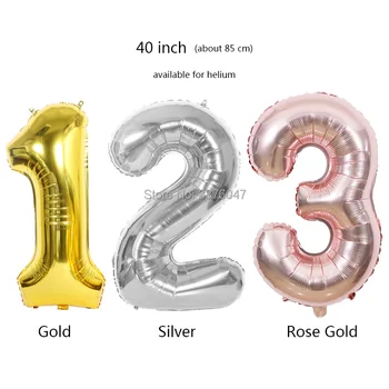 1buc 40 inch număr 0 1 2 3 4 5 6 7 8 9 baloane de aur a crescut de argint fericit ziua de nastere decoratiuni partid aniversare digital baloane 
