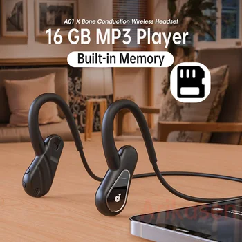Music Player Casti Wireless MP3 Bluetooth-Compatibil cu Conducție Osoasă Deschide Urechea Sweatproof fără Fir Căști cu Microfon 