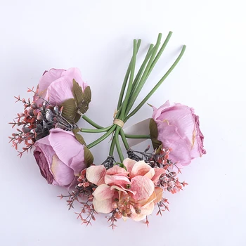 Mare de Mătase Trandafir Bujor Floare Artificială de Înaltă Calitate Alb Buchet de Fundal Decorare DIY Boabe False, Plante, Decor Nunta 