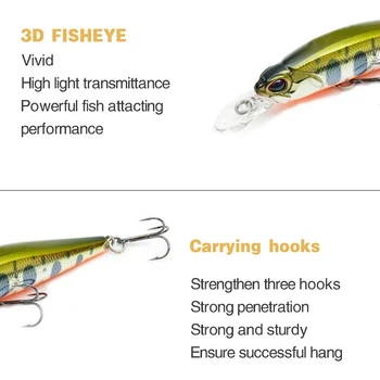 Kokossi 1BUC 63MM 5G Pescuit Greu Momeli de Pește Pescuit Japonez de Design 3D Scufunda Suspendarea Pike Bas de Pescuit Sportiv Tackel 