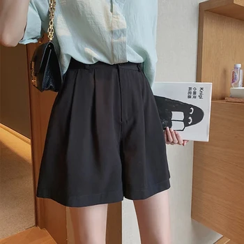 Stil coreean Falduri de Înaltă Talie pantaloni Scurți Femei Violet Fete Kawaii Elevii Dulce Culoare Pură Simplu All-meci de Cauzalitate Buzunare mai Noi 