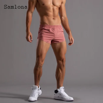 Samlona Plus Dimensiune Bărbați Moda Leisure pantaloni Scurți Sexy Elastic Talie Pantaloni scurți 2022 Vara Noi Casual pantaloni Scurți de Plajă de Îmbrăcăminte de sex Masculin 