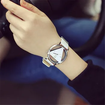 Ceas femei Moderne, NOUA Moda de Lux Adancit-out Triunghiular Dial Casual Cadouri pentru Femei ceasuri reloj mujer brățară ceas